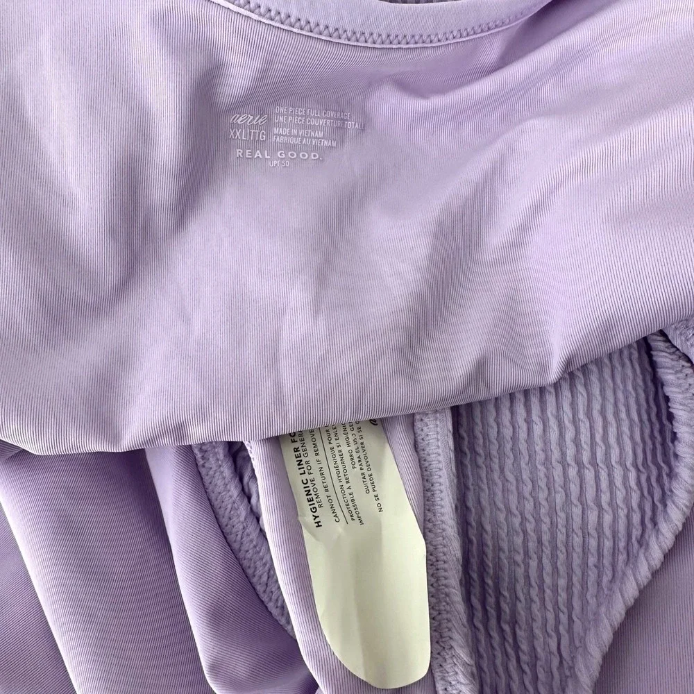 NWOT Aerie Crinkle Scoop Full Coverage One Piece‎ Swimsuit Lilac Purple XXL